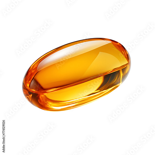 Fish oil supplement capsule isolated on white background photo