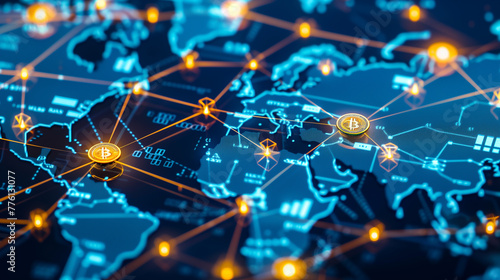 Bitcoin Network and Global Connection Concept