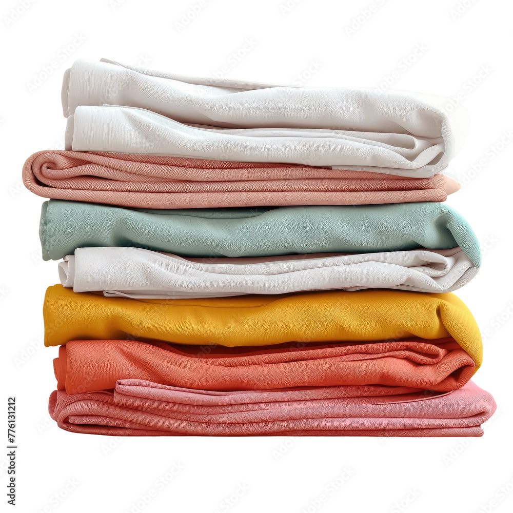 A close up of folded clothes on a Transparent Background A close up of folded clothes on a Transparent Background
