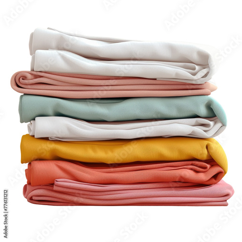 A close up of folded clothes on a Transparent Background