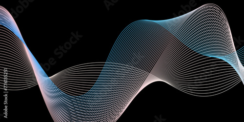 abstract background. blue light waves on a black background.Abstract music wave element for design. Element for design isolated on black.Digital structure with particles.