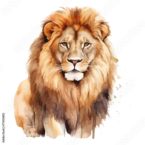 Fototapeta Naklejka Na Ścianę i Meble -  Watercolor vector of a face Lion, isolated on a white background, design art, drawing clipart, Illustration painting, Graphic logo, Lion vector 