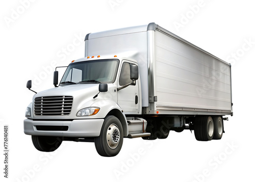 half side view box truck isolated on background