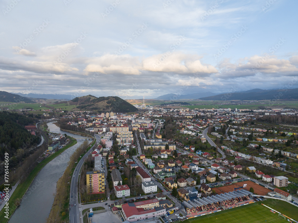 Aerial view of the city of Ruzomberok in Slovakia
