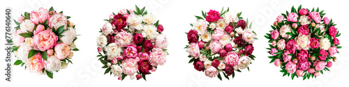 A series of three bouquets featuring a mix of pink and white flowers