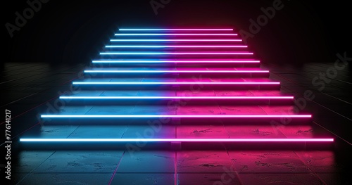 pink and aqua glowing neon lights, tron style, led strips, in the pattern of dynamic symmetry, card backside, black background