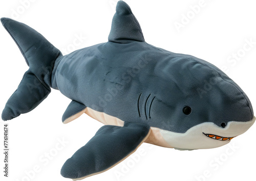 Shark plush toy cut out on transparent background