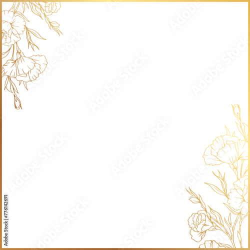 Luxury gold floral square frame