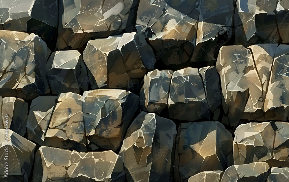 Fototapeta premium Monumental wall rock made withbig old stones background abstract texture bricks . generative ai 