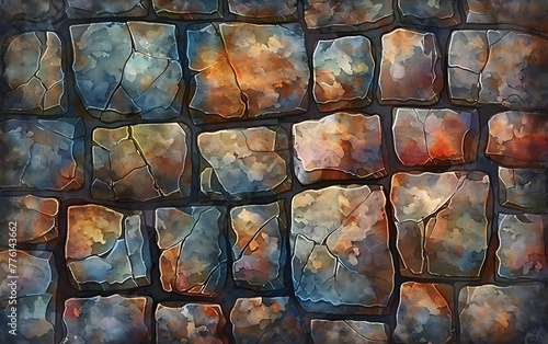 Monumental wall rock made withbig old stones background abstract texture bricks . generative ai	 photo