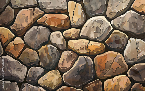 Monumental wall rock made withbig old stones background abstract texture bricks . generative ai	 photo