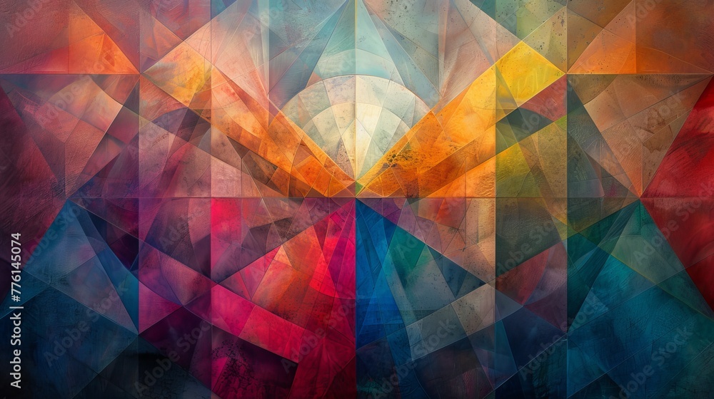 Digital art masterpiece showcasing a kaleidoscope of geometric shapes in a symphony of vibrant colors. Digital art masterpiece showcasing a kaleidoscope of geometric shapes in a symphony of vibrant colors.