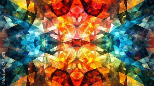 Digital art masterpiece showcasing a kaleidoscope of geometric shapes in a symphony of vibrant colors.