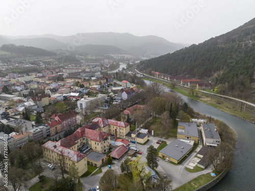 Aerial view of the town of Reuzomberok in Slovakia