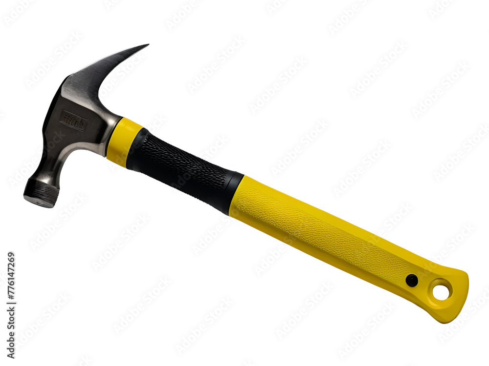 Hammer with yellow and black handle on white background Hammer with yellow and black handle on white background