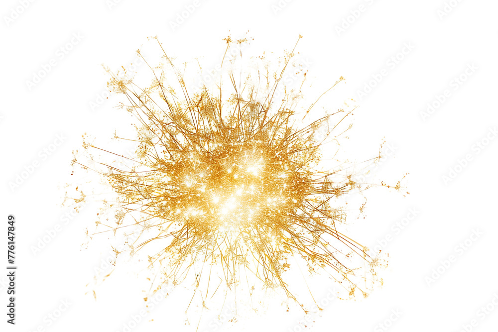 Golden Firework Sparkle Burst - Isolated on White Transparent Background, PNG
