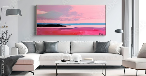 Pink Sky is a world-renowned masterpiece by artist Bijutsu Sekai and fits equally well in any type of room, whether modern or classic.  photo