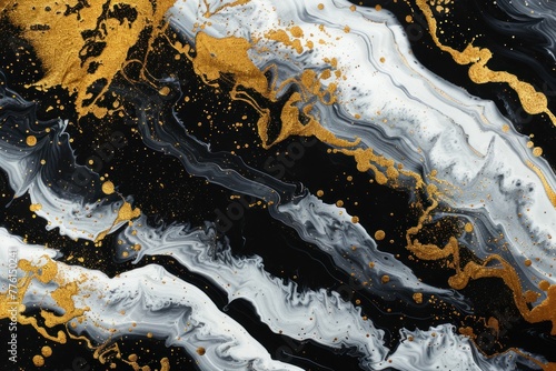beautiful abstract fluid art background texture. ink and gold mixed texture © Igor