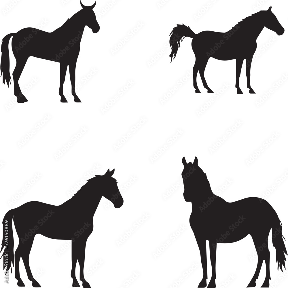 Set of Black silhouette Horse
