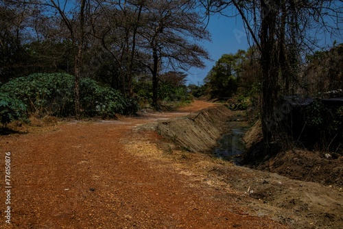 dirt road along a canal in South Sudan