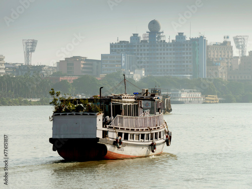 India, Kolkata, Hooghly river scene