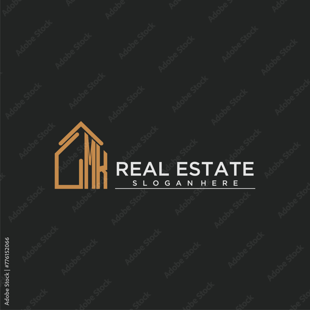 MK initial monogram logo for real estate design