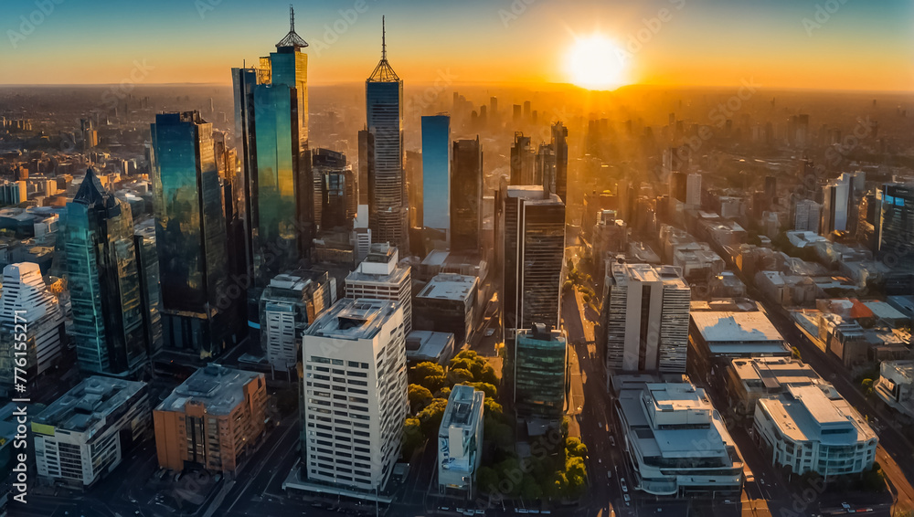 Fototapeta premium Magnificent panorama of Melbourne Australia modern