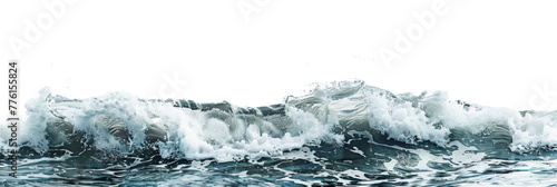 Dynamic ocean wave curling with frothy foam isolated on transparent background photo
