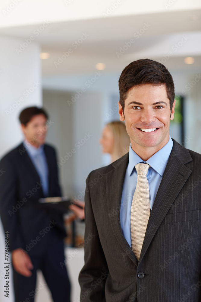 Happy, man and professional portrait of financial advisor in company with confidence for consultation. Corporate, businessman and excited by knowledge on economy and working with clients in office Happy, man and professional portrait of financial advisor in company with confidence for consultation. Corporate, businessman and excited by knowledge on economy and working with clients in office