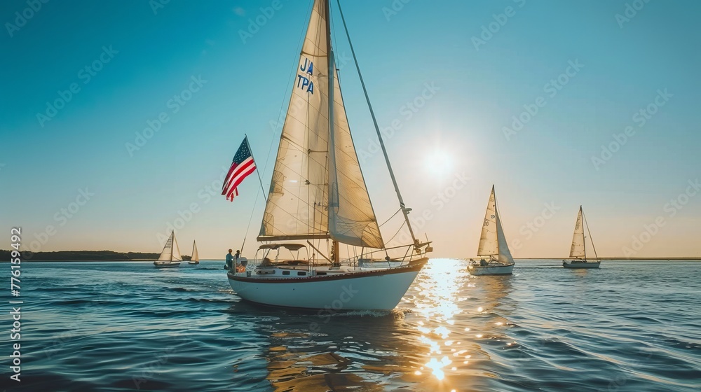 Sailboats with American Flags