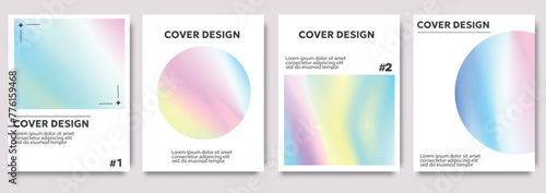 Abstract holographic cover template. Creative covers or horizontal posters in modern minimal style for corporate identity, branding, social media advertising, promo.