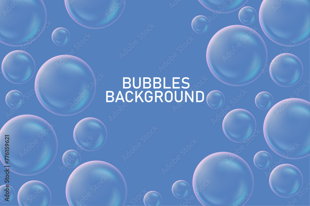 Festive iridescent foam bubbles with rainbow reflection vector illustration. Transparent soap balls with glares, highlights and gradient for banner, poster and social media