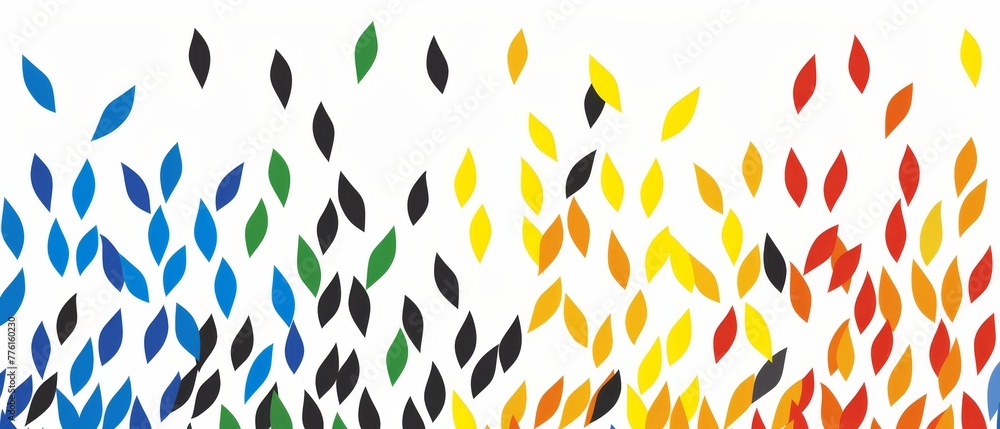    various colored leaves against a white backdrop, featuring black, red, yellow, green, blue, orange, and red hues