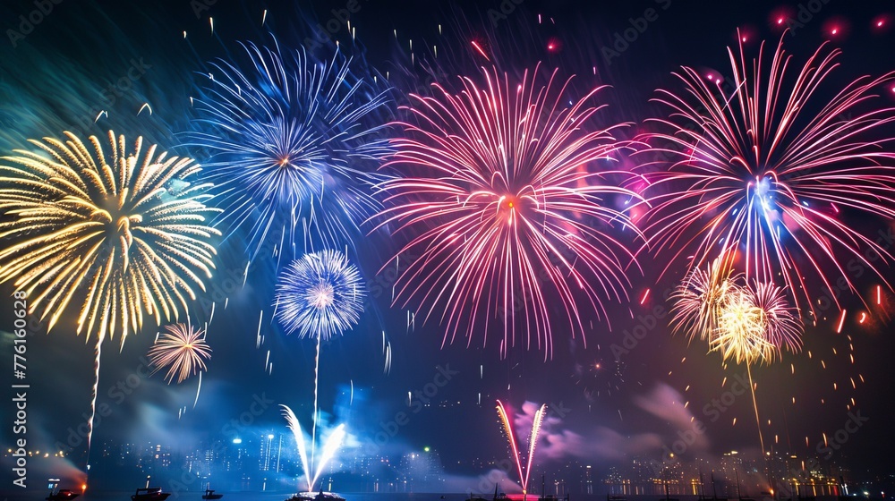 Fototapeta premium Beachside Independence Day Fireworks