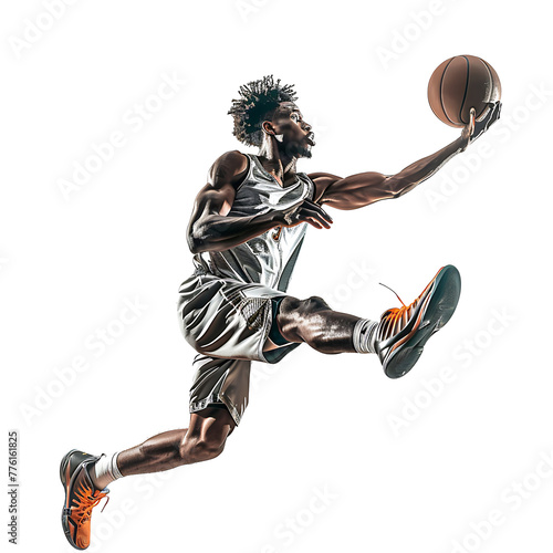 Action image of basketball player on transparent background PNG