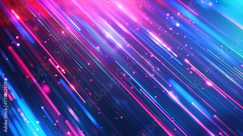 Abstract background with blue and pink light rays - 3d illustration. AI.