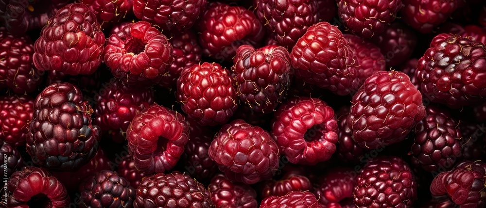 A stack of raspberries atop another, forming layers A stack of raspberries atop another, forming layers