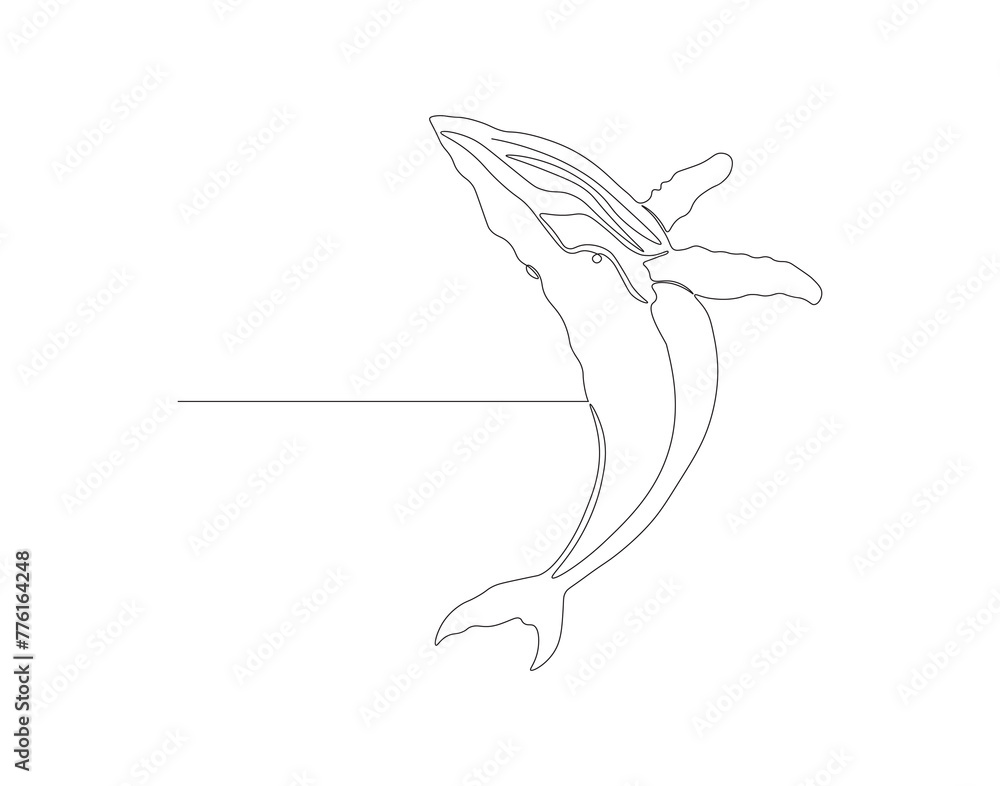 Continuous line drawing of blue whale fish. One line of swimming blue whale. Marine animal concept continuous line art. Editable outline. Continuous line drawing of blue whale fish. One line of swimming blue whale. Marine animal concept continuous line art. Editable outline.