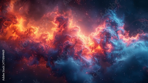  A colorful sky teeming with numerous stars A sky filled with myriad red and blue clouds