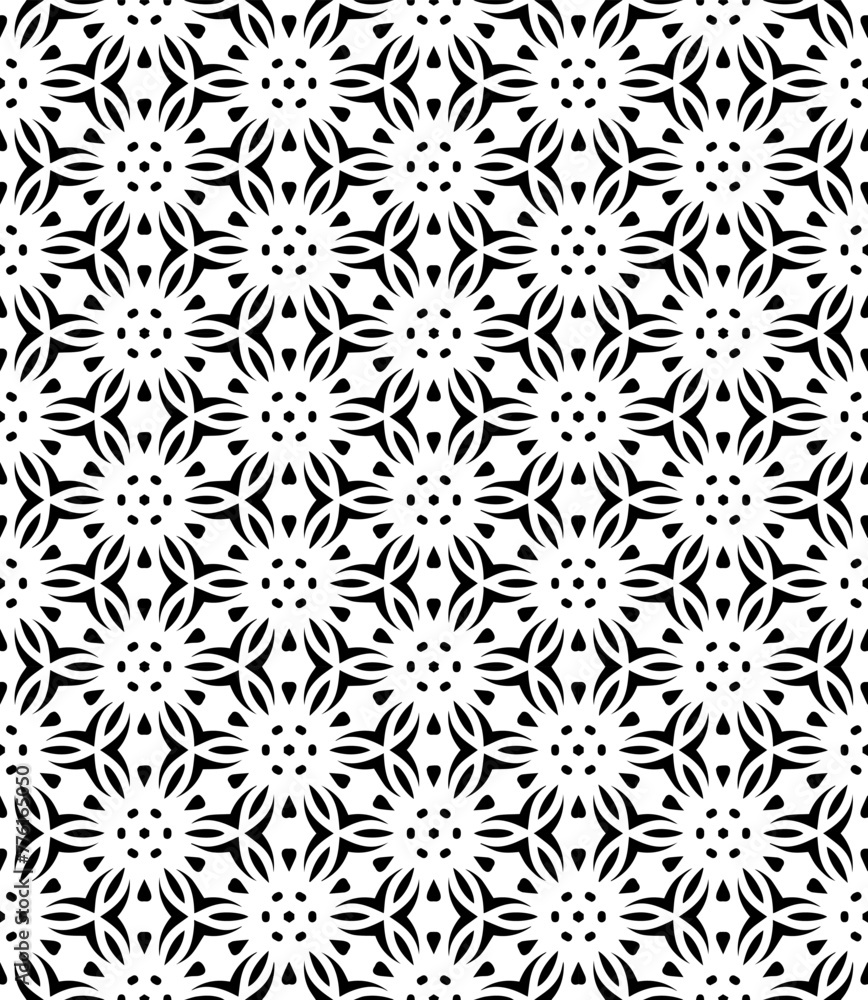 Black and white seamless abstract pattern. Background and backdrop. Grayscale ornamental design.