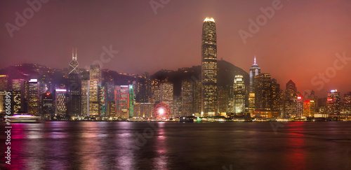 Obraz na płótnie China, Hong Kong, Island panorama sunset w salonie