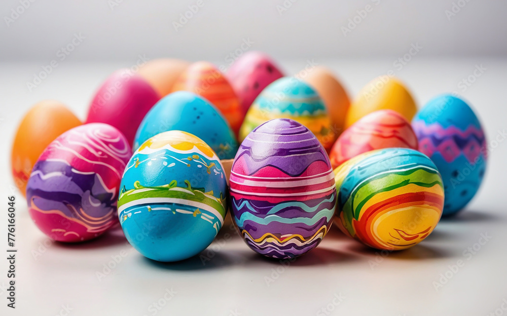Easter Eggs background showing cute colorful lined cover on eggshell Easter Eggs background showing cute colorful lined cover on eggshell