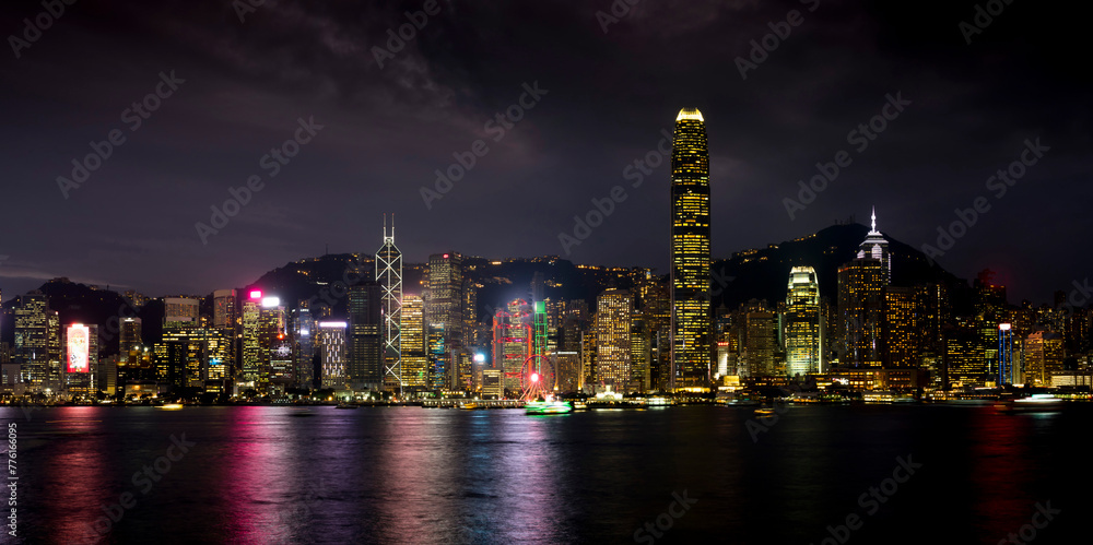 China, Hong Kong, Island panorama dusk