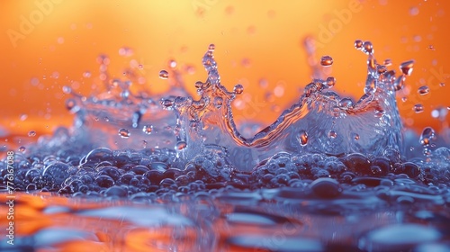 Action shot of water being splashed on a hot surface, evaporating immediately, illustrating the power of hydration and heat, solid color background, 4k, ultra hd