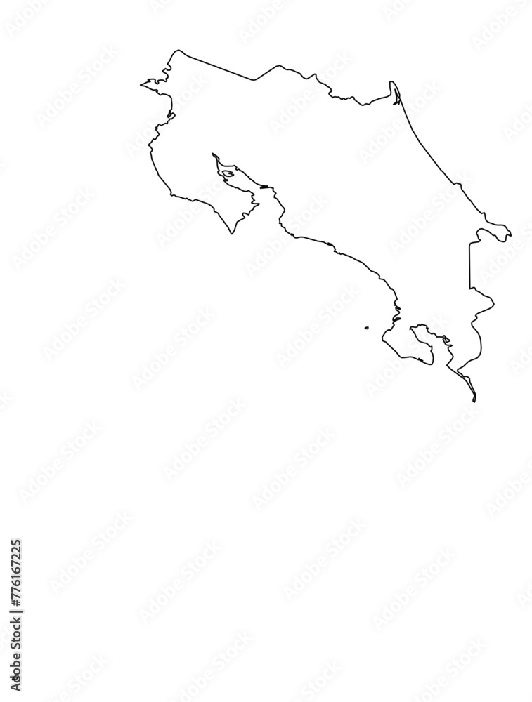 Outline of the map of Costa Rica with regions