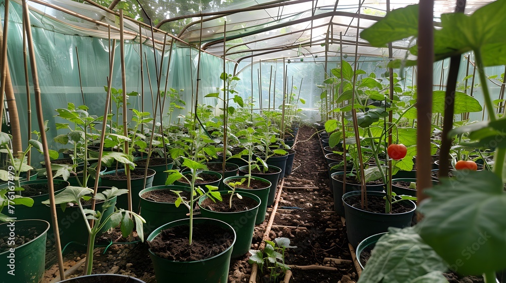 Young Plants Growing in Greenhouse