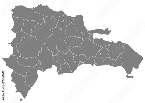 Outline of the map of Dominican Republic with regions