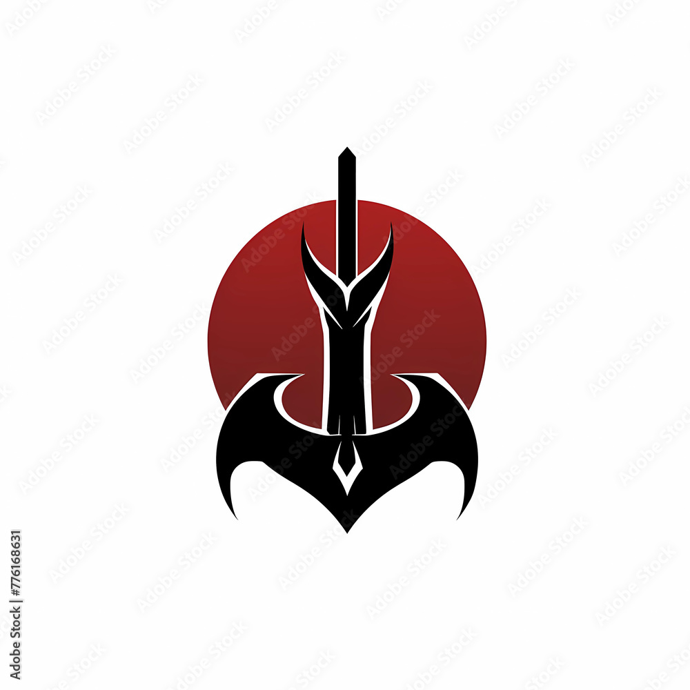 Fototapeta premium Red and Black Science Fiction Fantasy Insignia on a White Background