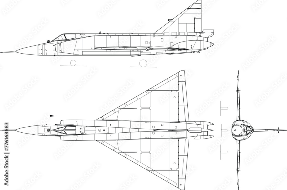 Fighter jet, plane, drawing, blueprint, outline eps vector illustration, line art, 3 view, cnc cut file, laser engraving, cricut, laser cut file Fighter jet, plane, drawing, blueprint, outline eps vector illustration, line art, 3 view, cnc cut file, laser engraving, cricut, laser cut file