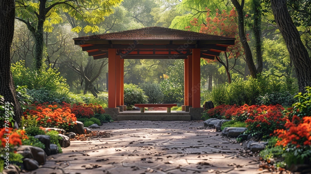 Secluded part of a public park, transformed into a personal meditation retreat, solid color background, 4k, ultra hd Secluded part of a public park, transformed into a personal meditation retreat, solid color background, 4k, ultra hd
